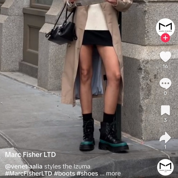 Marc Fisher Leather ML Izumi Combat Boot Real Sheepkin Fur Black Size 7 NWT - Picture 13 of 13